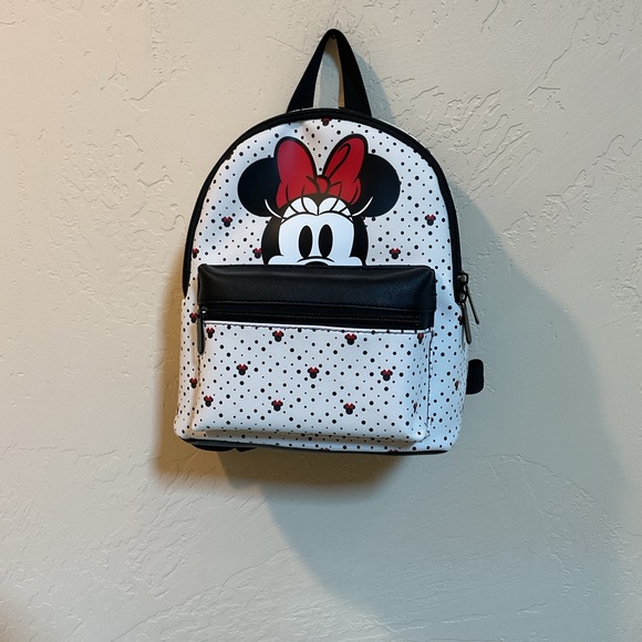 Bioworld Minnie Mouse Polka Dot Backpack - White and Black